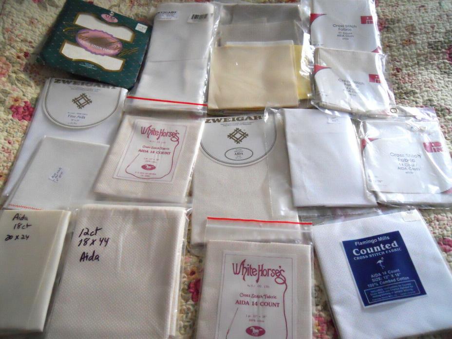 Mixed Lot of 14 Aida Cross Stitch Fabrics