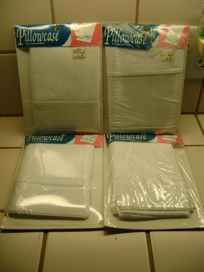 Lot of 4 Design for the Needle Counted Cross Stitch White Standard Pillowcases