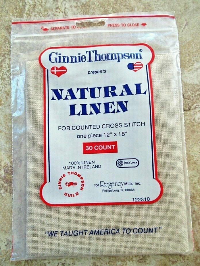 Ginnie Thompson Regency Natural Linen 30 Count 12 X 18 Tan Beige New