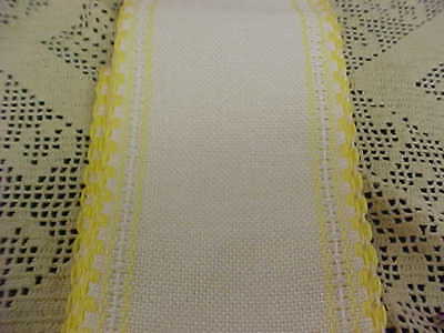 Cross Stitch Banding WE Linen 24 Ct Yellow Scalloped Edge Pulled Thread Border