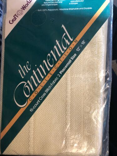 Cross Stitch 2 Placemats Fabric Continental Collection 15 Ct beige 12 x 18