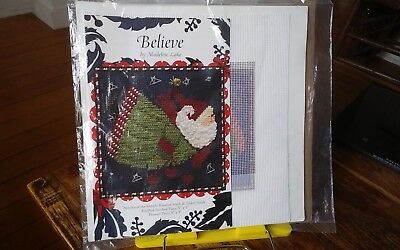 Madeline Lake needlepoint canvas matt & instructions Believe Christmas Santa 5x5