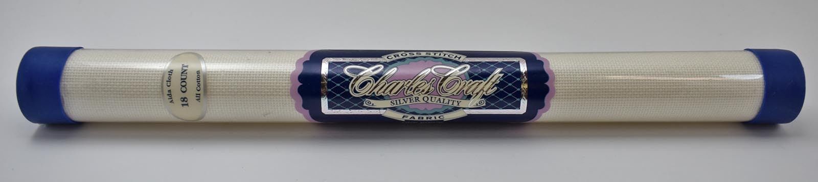 Charles Craft 18 Count Cotton Aida Cross Stitch Fabric Silver Quality Tube White