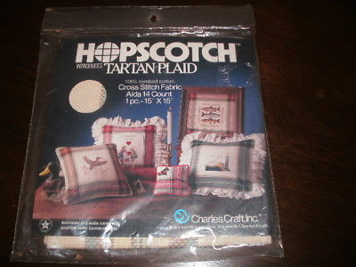 NIP Charles Craft HOPSCOTH Tartan Aida Cloth 14 Gray 15