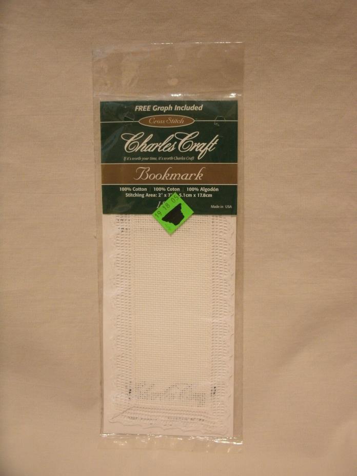 Charles Craft White Cotton 18 Count Cross-Stitch Bookmark ~ Pattern on Back
