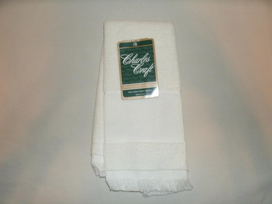 Charles Craft White Velour Fingertip Towel Made to Decorate with Cross-Stitch
