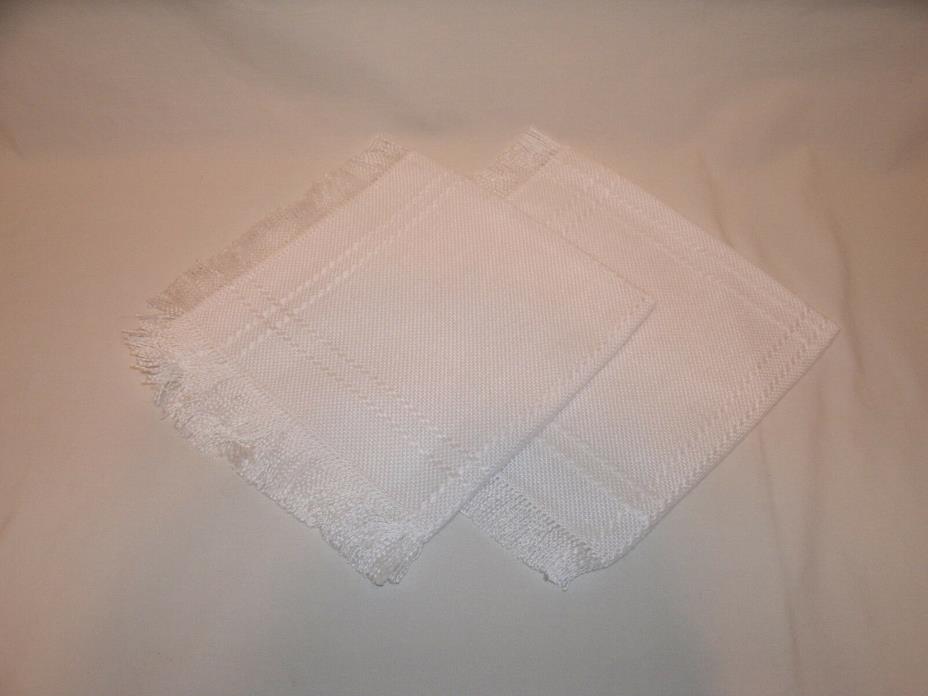 Two Square White Cross-Stitch or Embroidery Decorative Centerpiece Mats