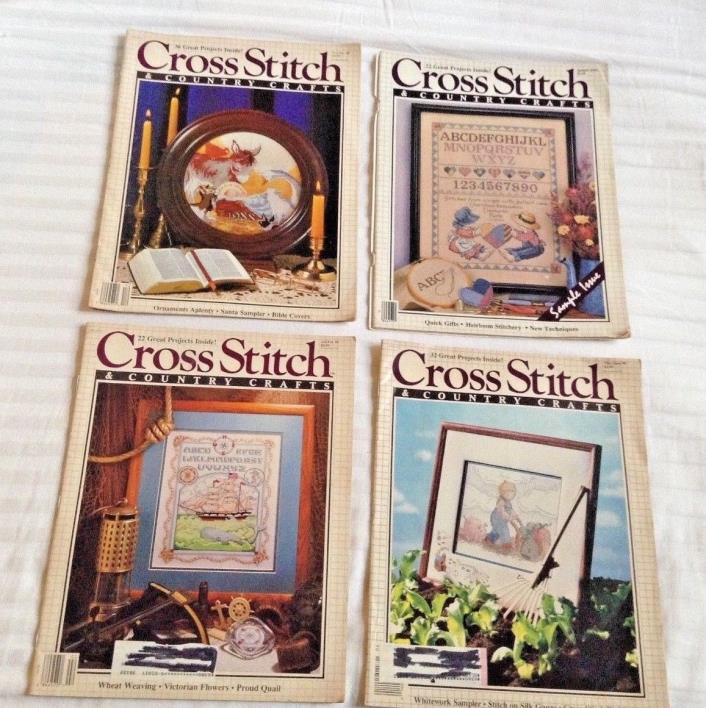 Cross Stitch & Country Crafts Magazine 4 Back Issues from 1980's & 1990's