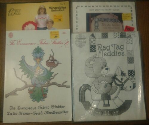 lot of 50+ vtg cross stitch patterns evenweave wearables unlimited