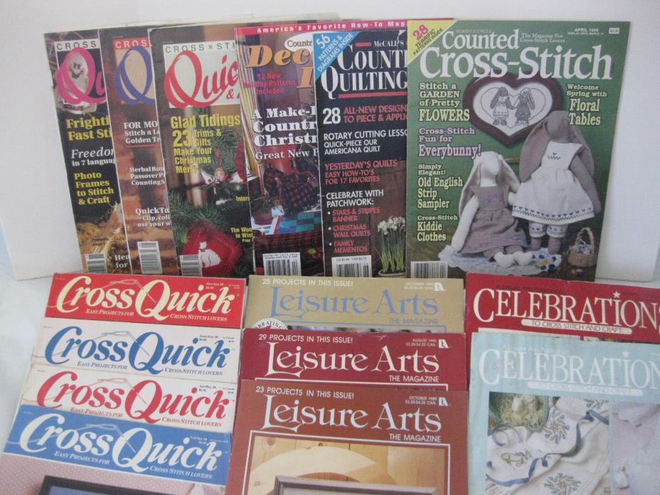 Craft & Cross Stitch Magazine Lot of 15 Leisure Arts, Cross Quick