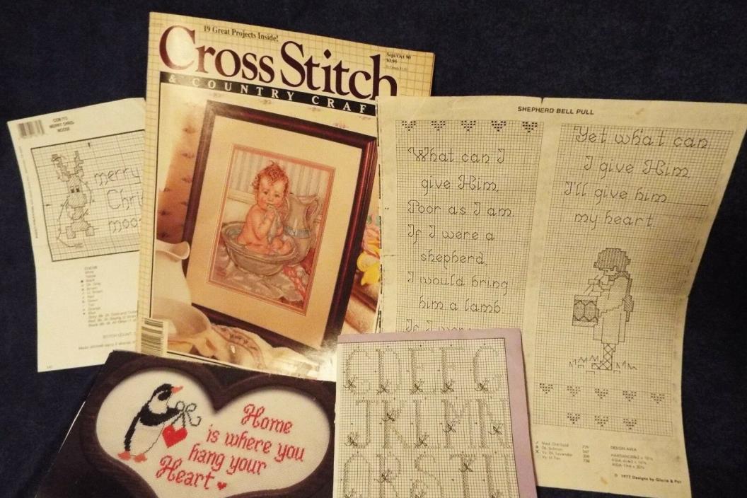 Cross Stitch & Country Crafts Magazine - Sept/Oct 1990 plus extra patterns
