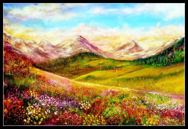Colorful Meadow - DIY DMC Chart Counted Cross Stitch Patterns Needlework