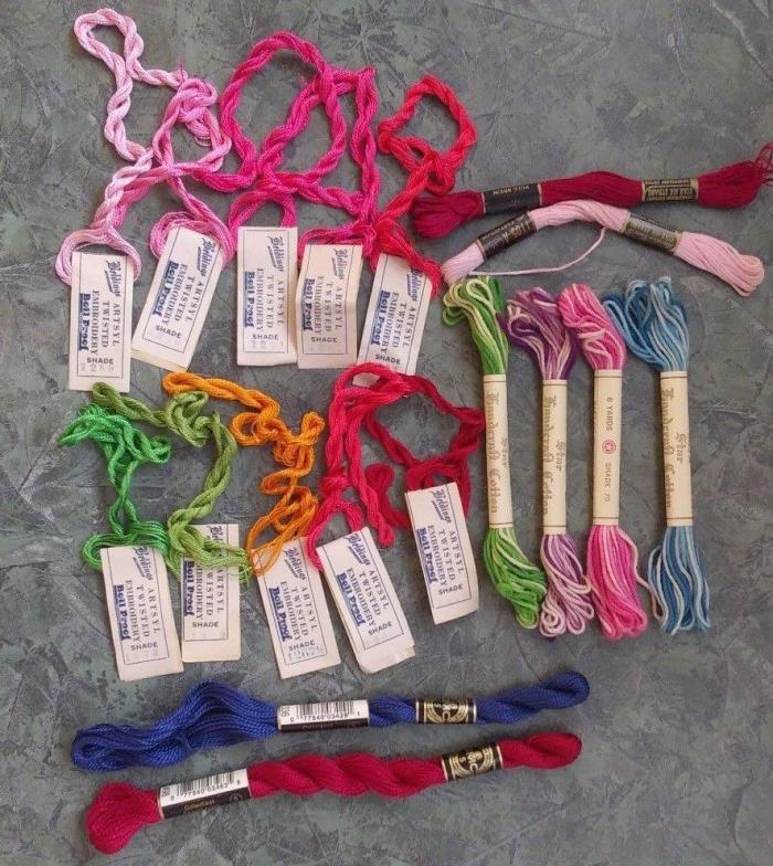 Vintage Beldings Artsyl Twisted, Star Handcraft Cotton, DMC Cotton Perle lot 18