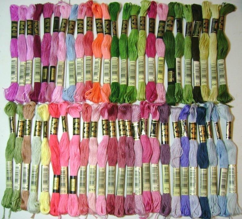 50 DMC 25 Embroidery Floss Lot 50 Skeins 50 Different Colors NOS G