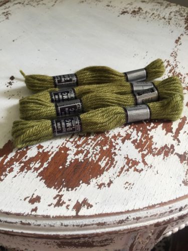 Tapestry 100% Wool Laine Colbert DMC France Lot Of 4 #7363 Green Shade VTG