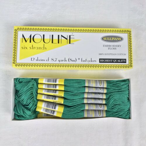 New Mouline 6 Strands Sullivans Cotton Embroidery Floss 12 Skeins Green #45448