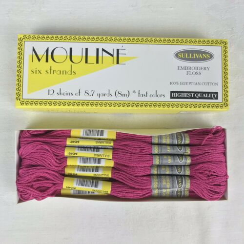 New Mouline 6 Strands Sullivans Cotton Embroidery Floss 12 Skeins Pink #45401