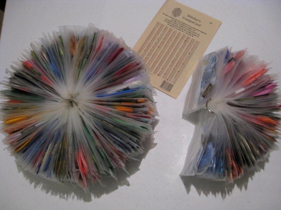 Lot of 328 Skeins DMC Embroidery Thread 6-strand ZIP BAGS NUMBERED, ON RINGS!!!!