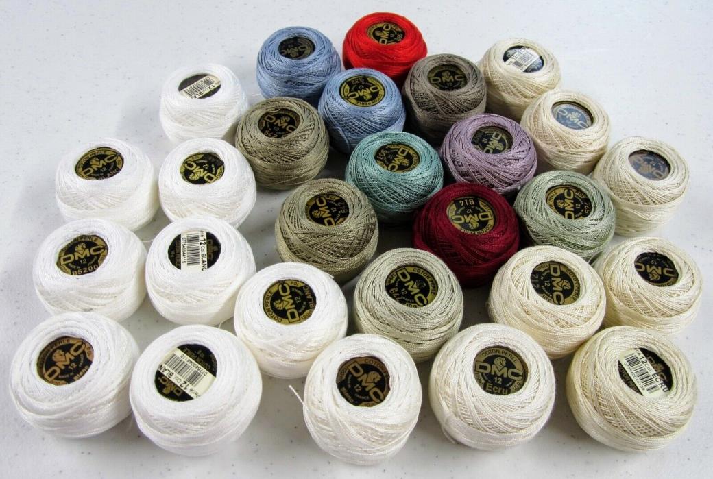 DMC Cotton Perle Size 12 Lot Of 27 Balls Each 120 Meters Each Various Colors