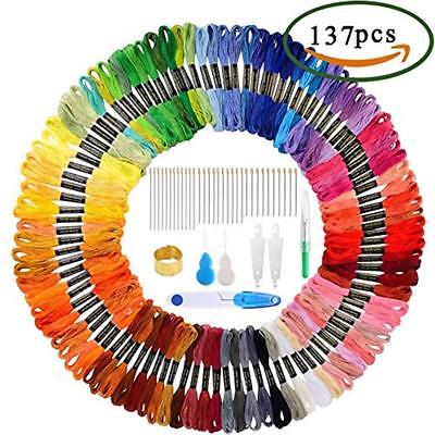 Embroidery Floss Thread MANYEE 137Pcs Skeins Starter Kit 100 Rainbow Color Craft