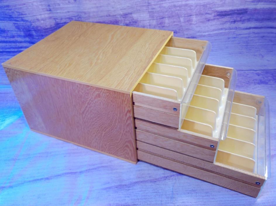 DMC Embroidery Wooden Storage Box 3 Drawer Molded Insert Dividers France Vintage
