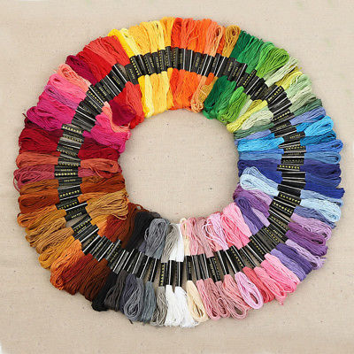 100 Skeins of 8M Multi-color Soft Cotton Cross Stitch Sew Embroidery Threads