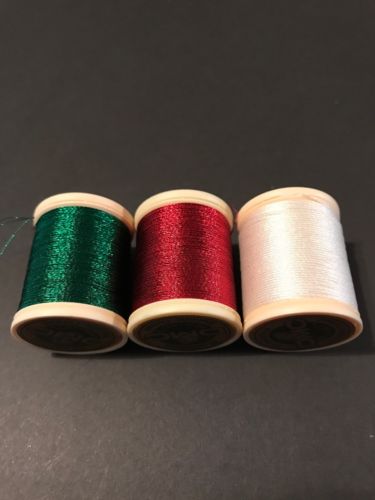 3 DMC Metallic Thread/40 M-43.7 yards/Blanc,Rouge,Vert