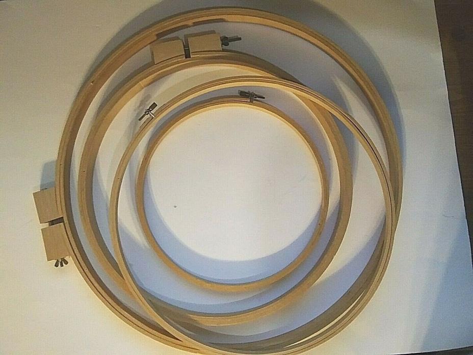 Vintage Embroidery Hoops Made of  Wood with Screws A Few Are Regular Hoop 18 In