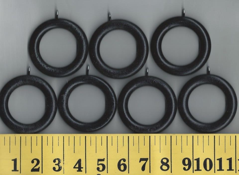 Lot of 7 ~ 1¾” Black WOOD ROUND RINGS CIRCLES ~ Cross Stitch Ornament