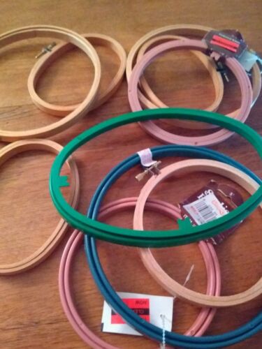 VTG & New Needlepoint Hoops Wood/Plastic,(10)