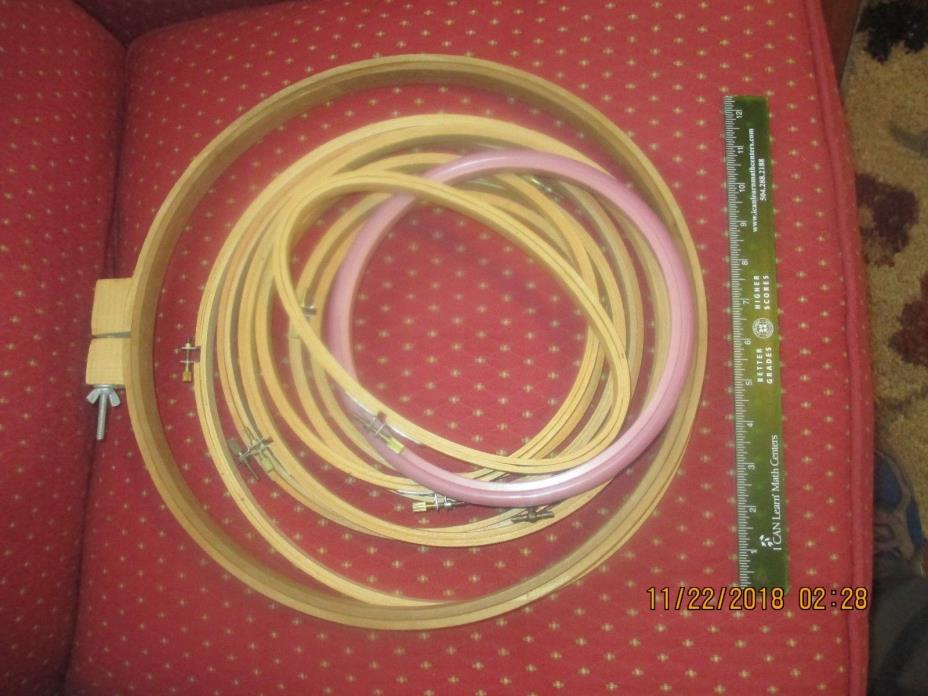 Vintage Embroidery Hoops Mixed Lot 9  Various Sizes Styles up to 14 inches