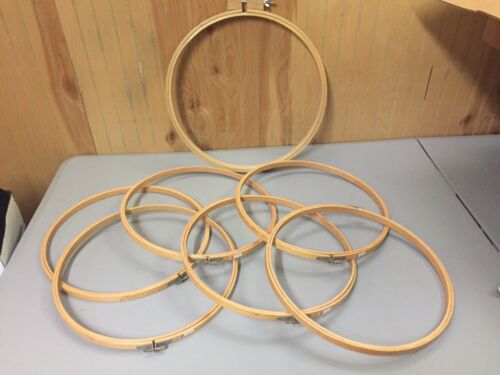 LOT 7 wood embroidery hoops screw adjustment 12