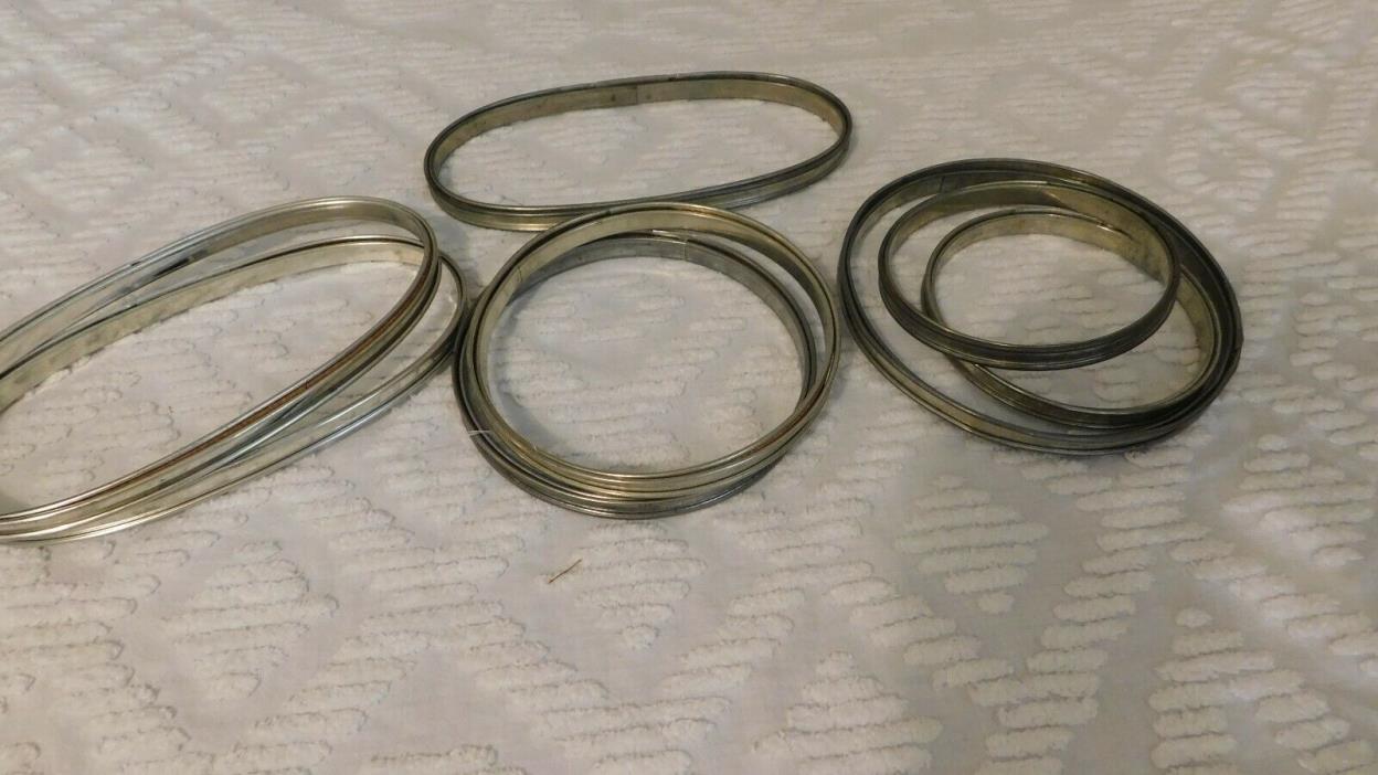 MIXED LOT 8 METAL  EMBROIDERY HOOPS  WITH CORK OVAL ROUND VTG