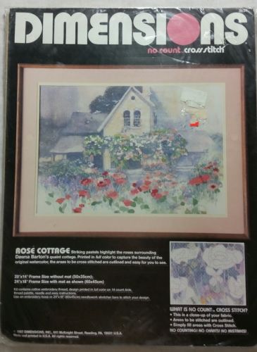 Dimensions ROSE COTTAGE No Count Cross Stitch Kit Sealed #3637 New