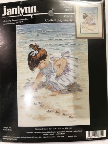 JANLYNN 'Collecting Shells' COUNTED CROSS STITCH kit NEW SEALED