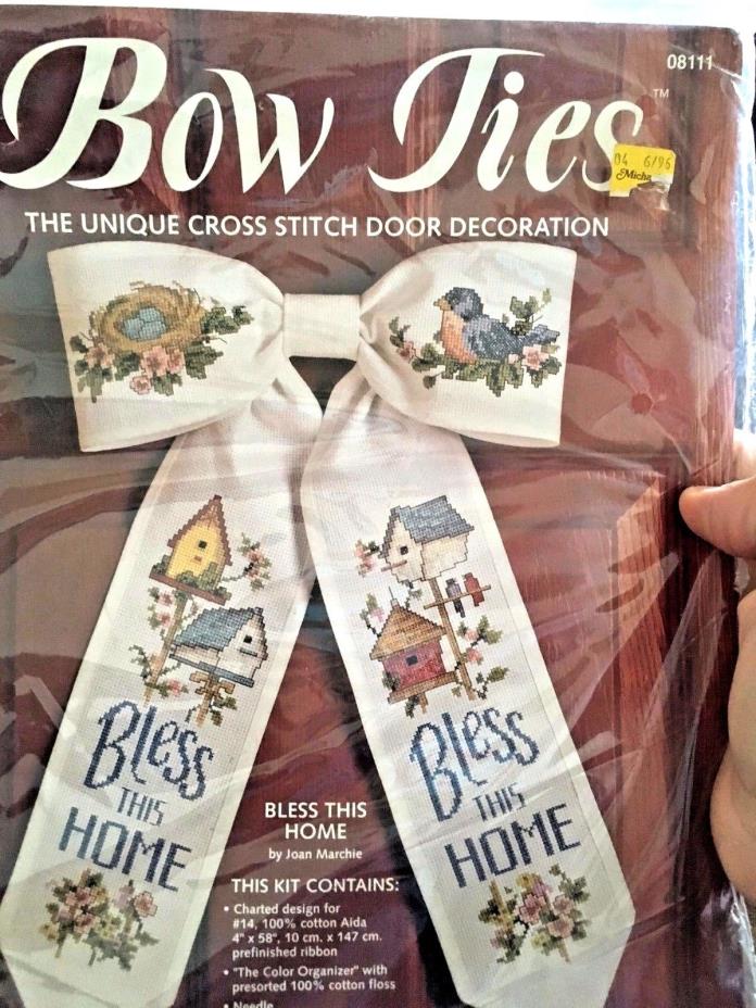 Bless This Home Bow Ties Cross Stitch Kit - BIRDS 11