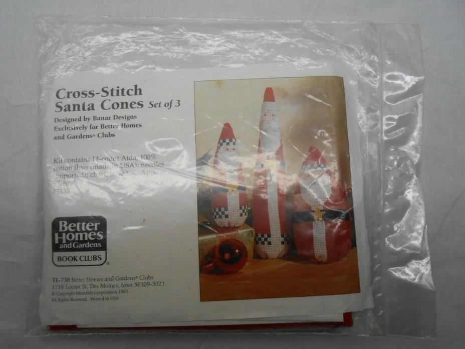 Better Homes and Gardens Cross Stitch Kit - Santa Cones #5135 (Set of 3)