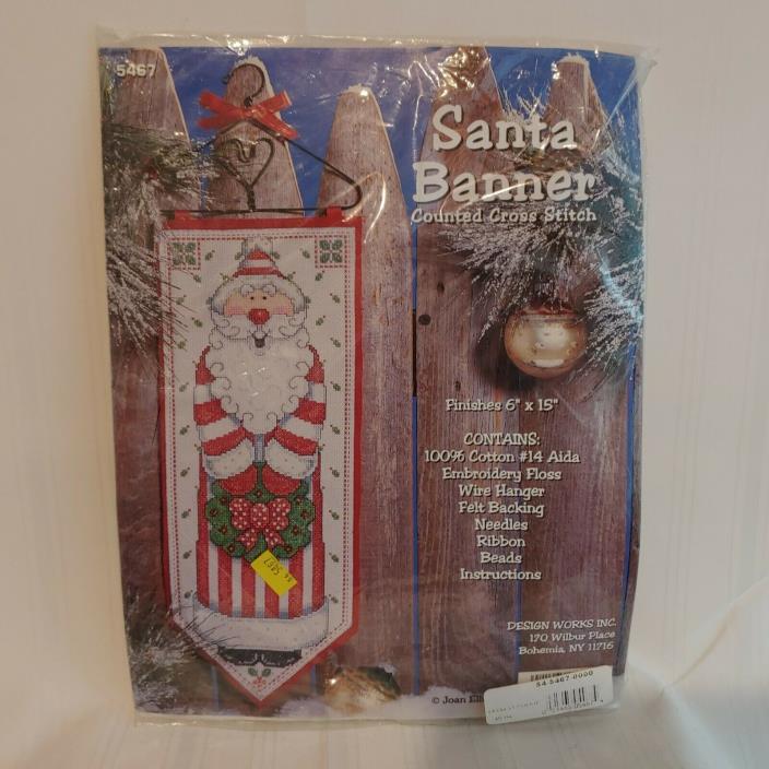 SANTA BANNER WALL HANGING Counted Cross Stitch 6