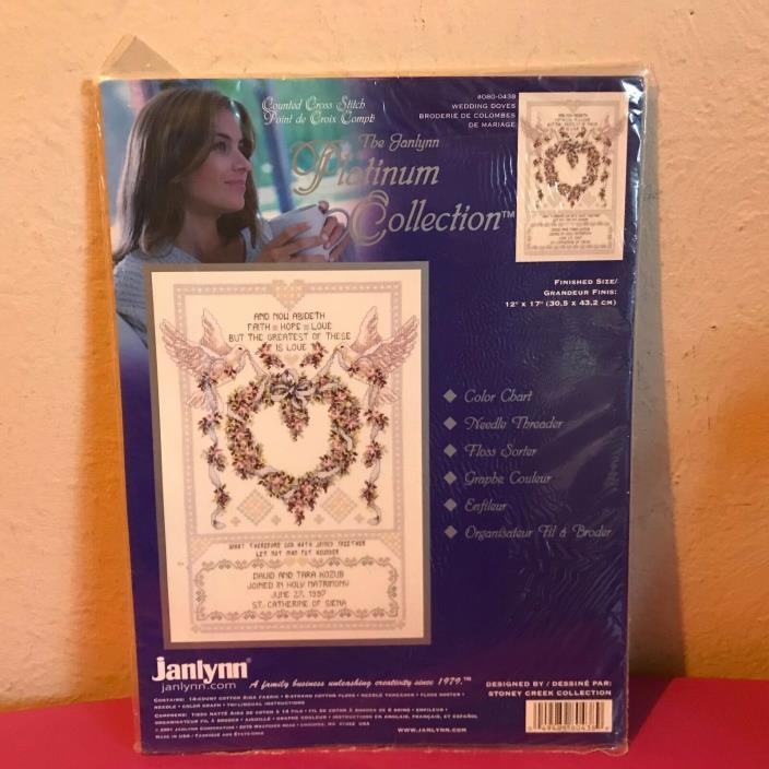 2001 janlynn Platinum Collection WEDDING DOVES Cross Stitch Kit 12