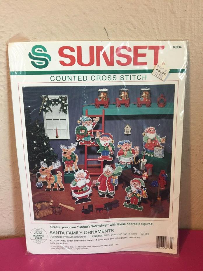 Sunset / Dimensions Santa Family Toy Workshop Ornaments Cross Stitch Kit #18334