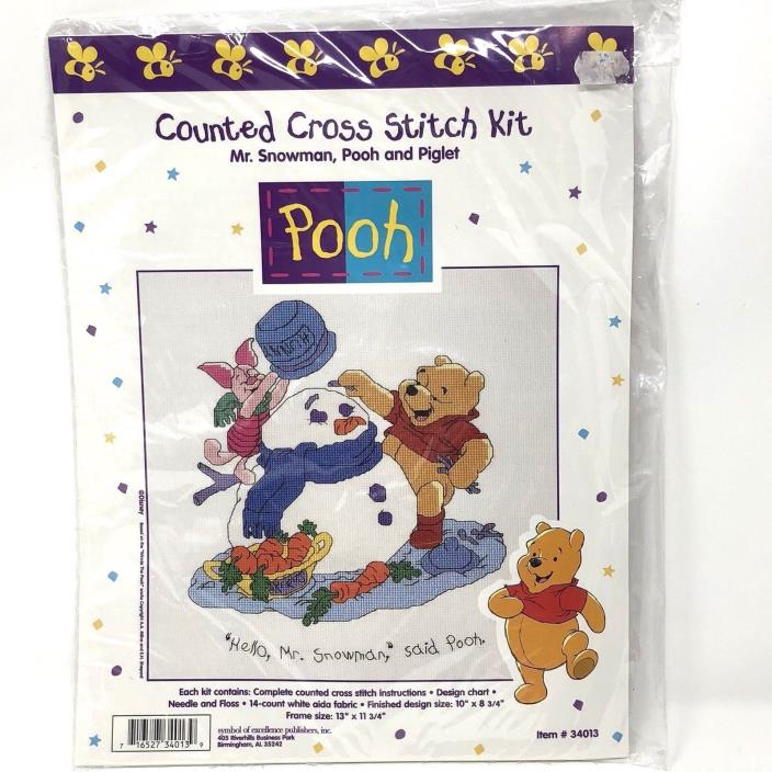 Disney Winnie the Pooh Counted Cross Stitch Kit Mr. Snowman Pooh and Piglet