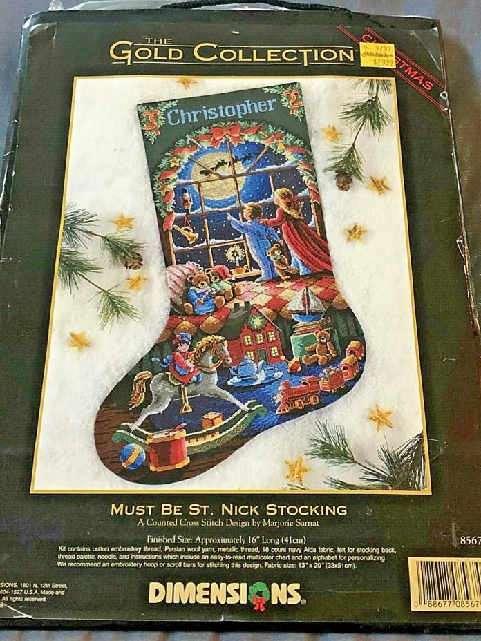 DIMENSIONS Gold ~ MUST BE ST. NICK ~ Christmas Stocking Counted Cross Stitch