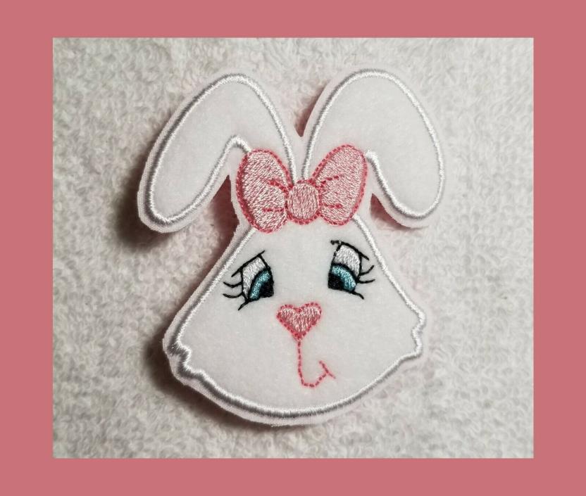 Easter Bunny Embroidered Applique Pin - FREE SHIPPING
