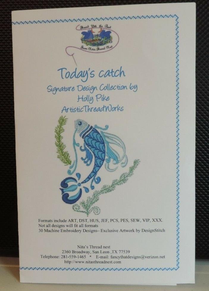 Today's Catch Embroidery Design Collection, by Holly Pike, CD, 30 designs