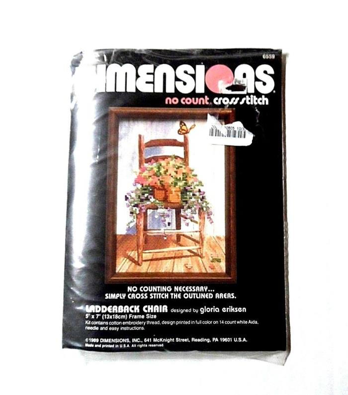 Dimensions No Count Cross Stitch Kit 6559 Vintage 1989 Ladderback Chair 5