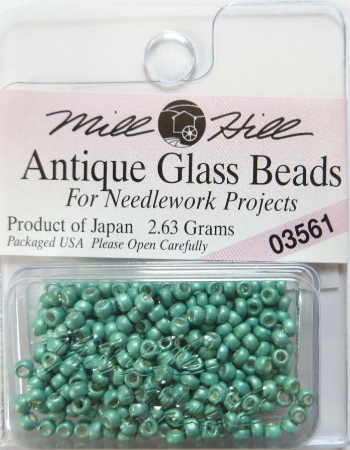 NEW Mill Hill Antique Glass Seed Beads 2.6 grams 2.5mm, Satin Ice Green #03561