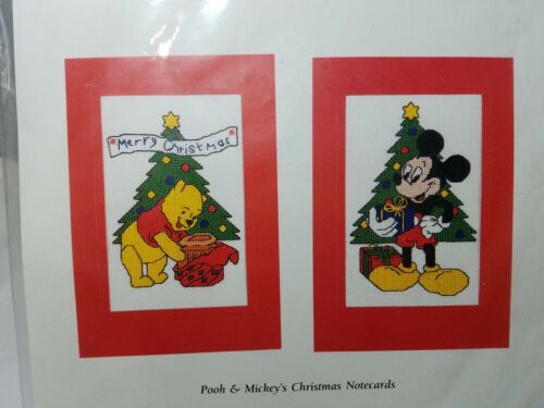 Disney Winnie the Pooh & Mickey' s Christmas Note Cards Counted Cross Stitch NEW