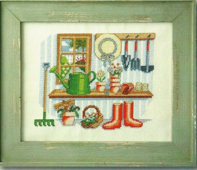 WINDOW GARDEN--Inside a Garden Shed-Gardening Tools-Counted Cross Stitch Pattern