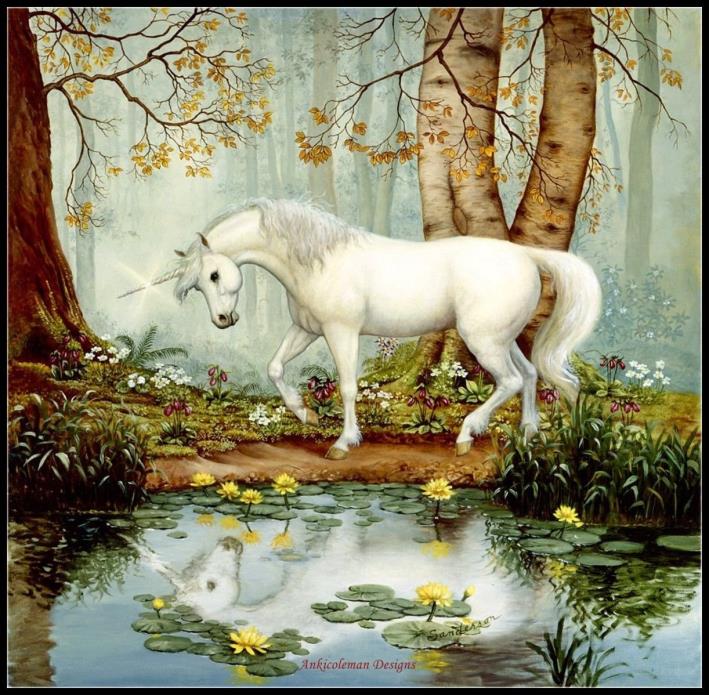Unicorn Forest - Chart Counted Cross Stitch Pattern Needlework DMC Color