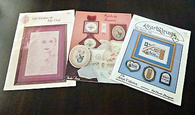 Vintage Mixed Lot of 3 Counted Cross Stitch Pattern Leaflets